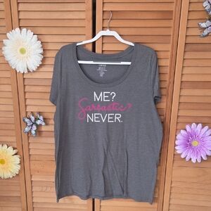 Torrid Vintage 2016 Gray Scoop-Neck Tee with Pink & White Sarcastic Script